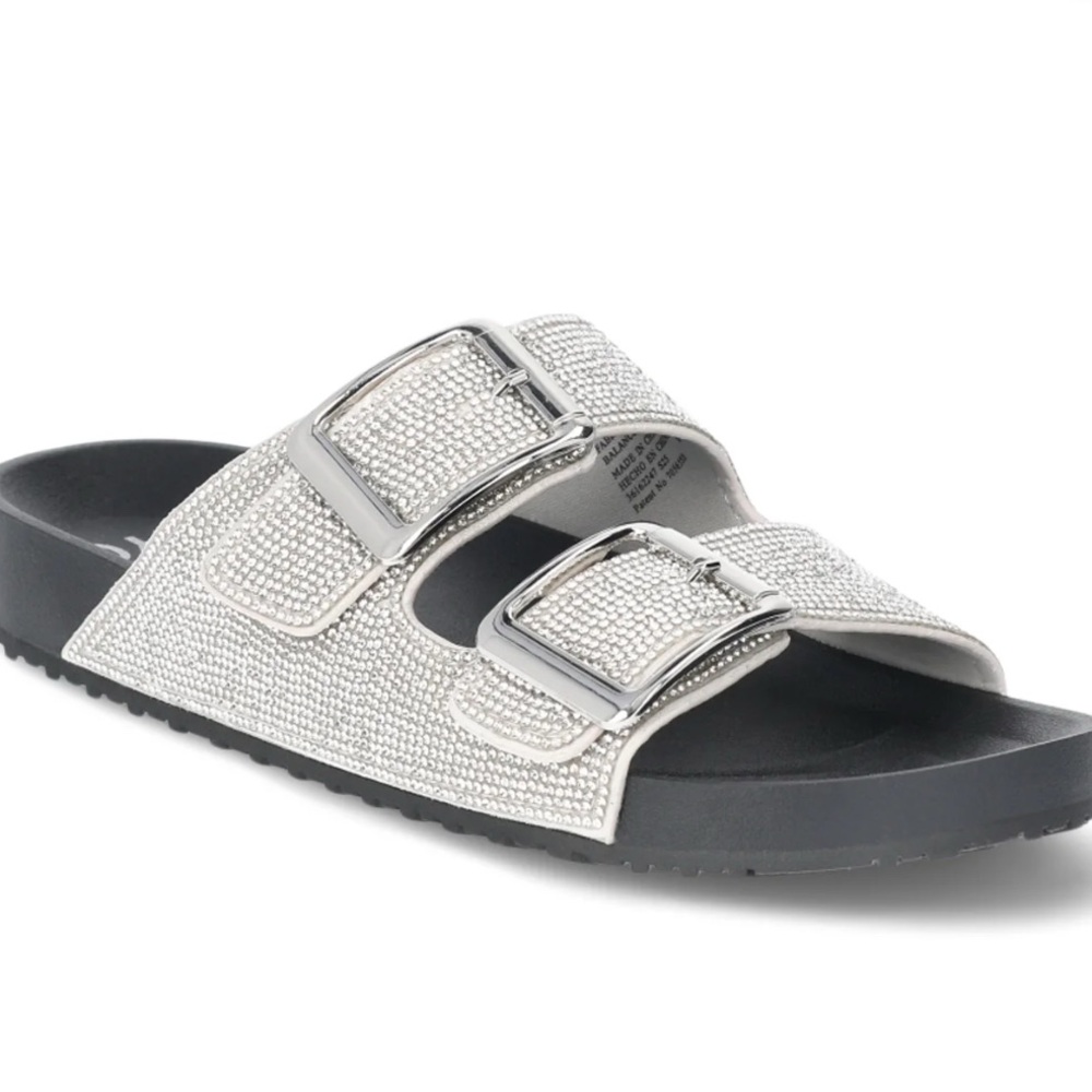 Madden NYC Women's Silver Embellished Slide Sandals size 7.5